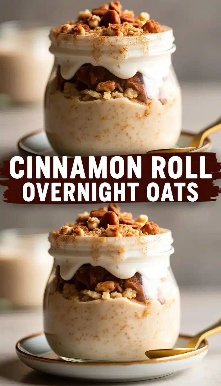Pinterest pin for cinnamon roll overnight oats