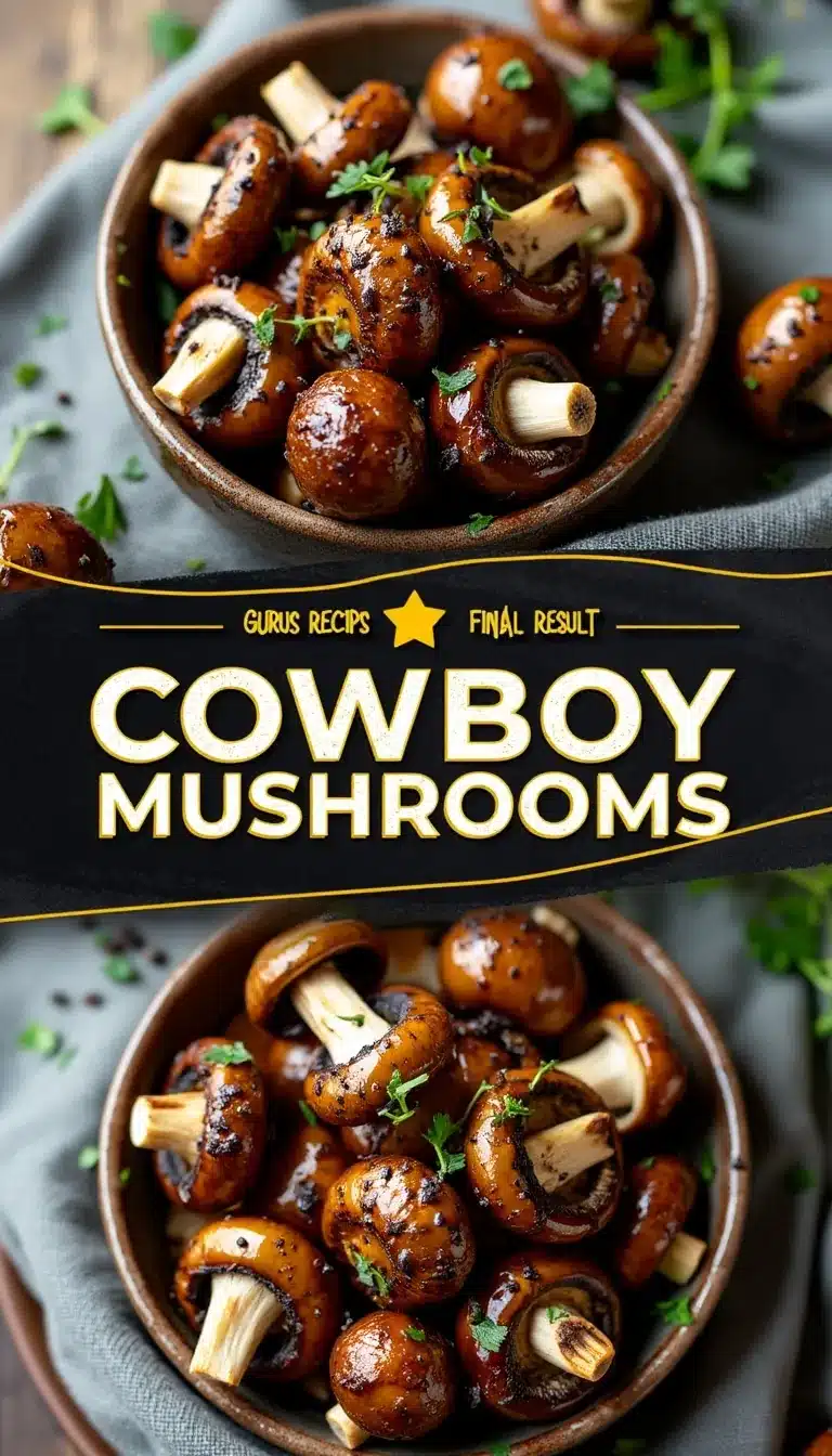 Pinterest pin for cowboy mushrooms recipe
