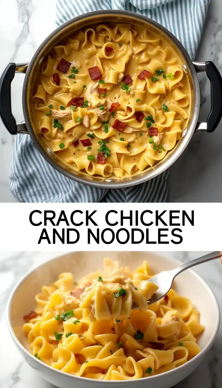 Pinterest pin for crack chicken and noodles