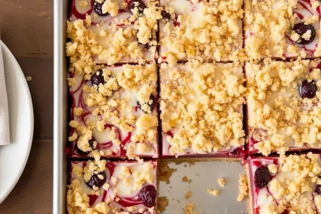 creamy cranberry orange crumb bars