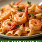 creamy garlic Parmesan shrimp bowtie pasta