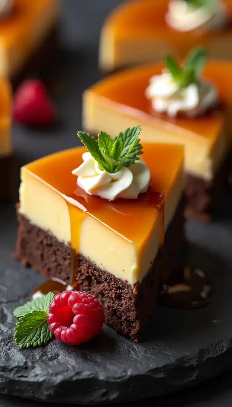 Pinterest pin for flan-impossible cake