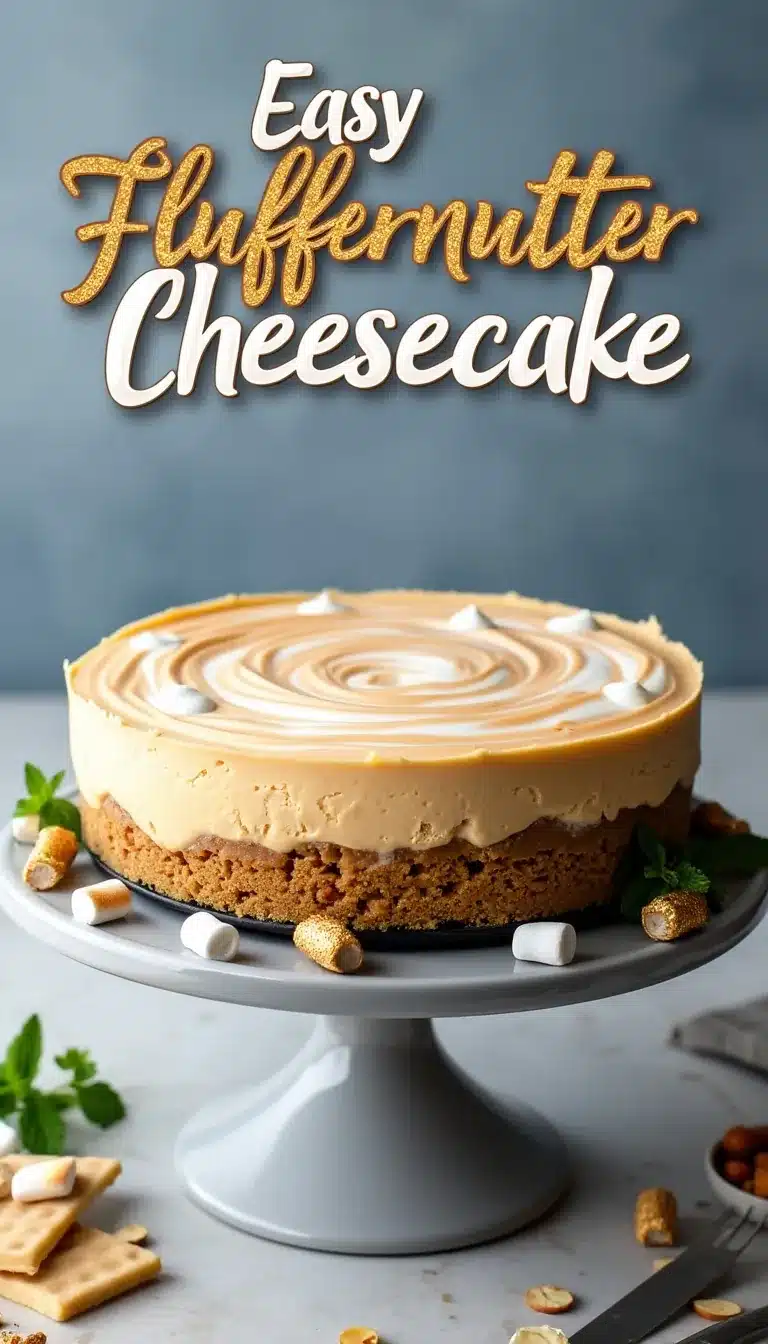 Pinterest pin for fluffernutter cheesecake