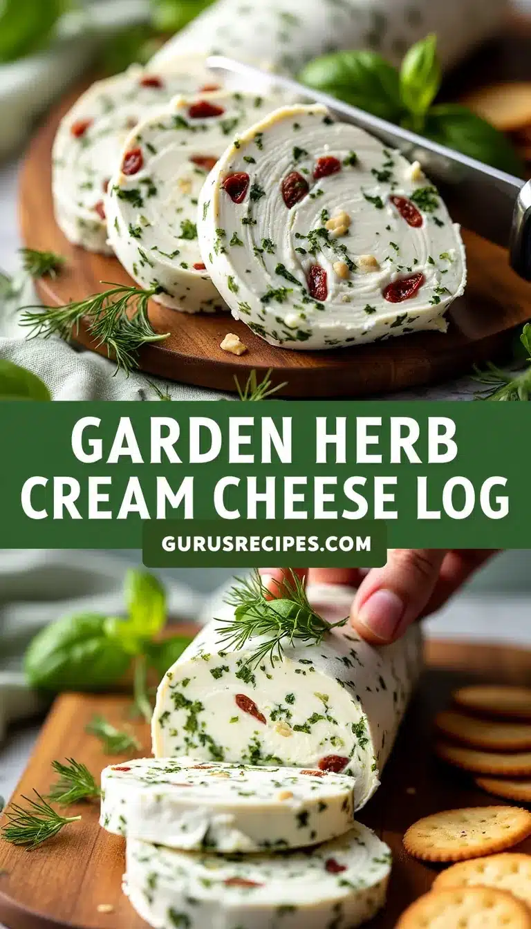 Pinterest pin for garden herb cream cheese log