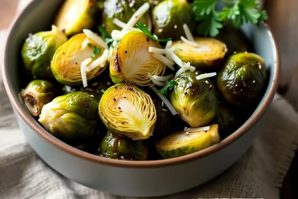 garlic parmesan roasted Brussels sprouts