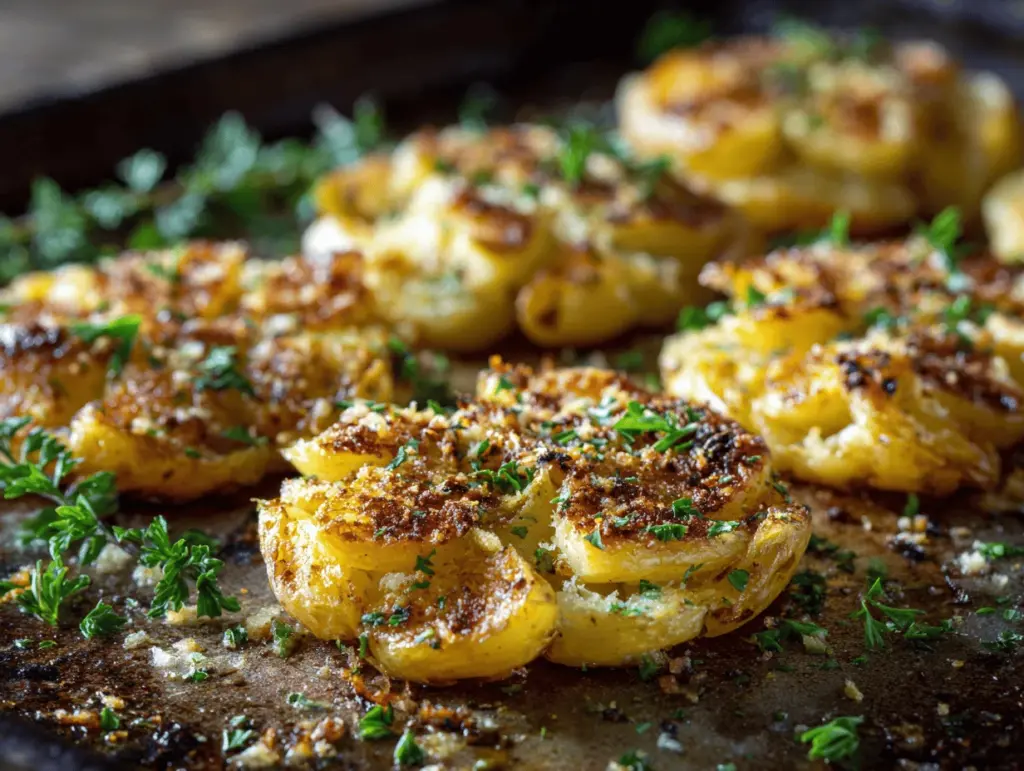 Garlic Parmesan Smashed Potatoes - featured image