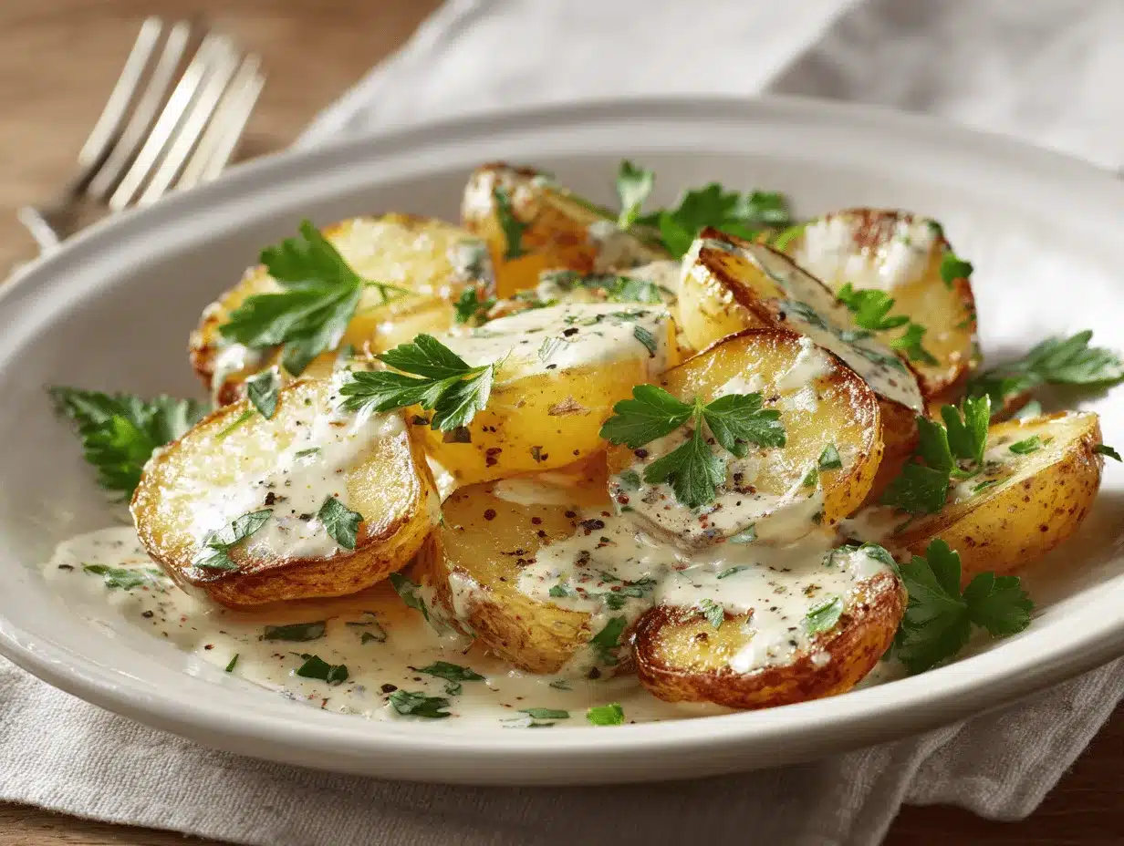 garlic sauce potatoes preparation steps