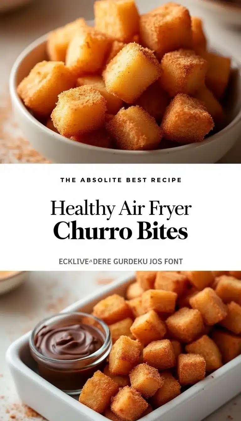 Pinterest pin for healthy air fryer churro bites