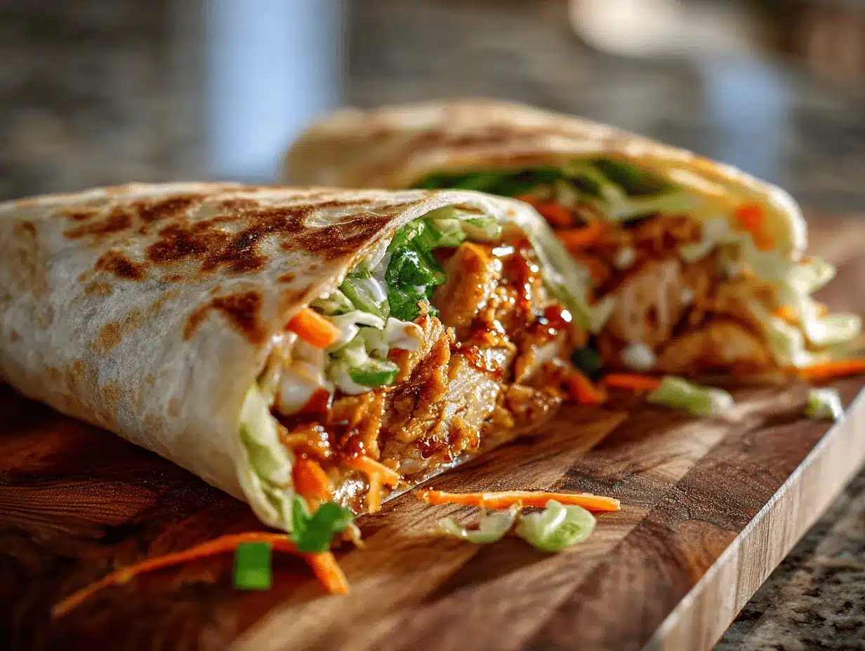 Honey Garlic Chicken Crunch Wrap preparation steps