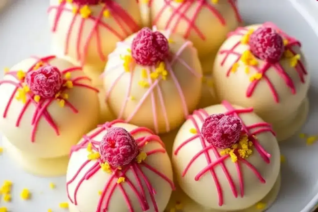 Lemon Raspberry Cheesecake Truffle Balls