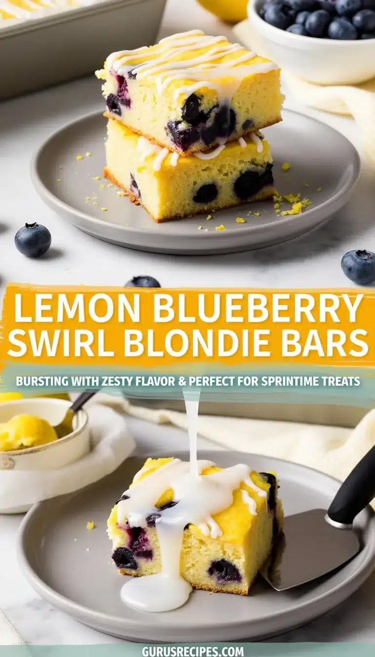 Pinterest pin for lemon blueberry blondies