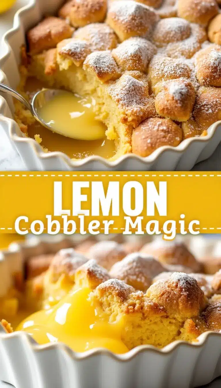 Pinterest pin for lemon cobbler