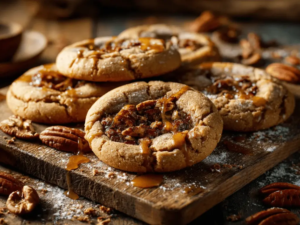 maple pecan pie stuffed cookies - featured image
