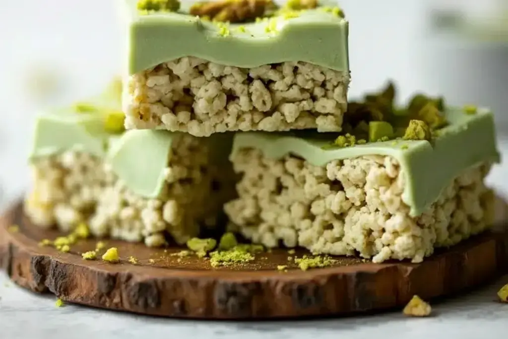 matcha pistachio rice krispy treats