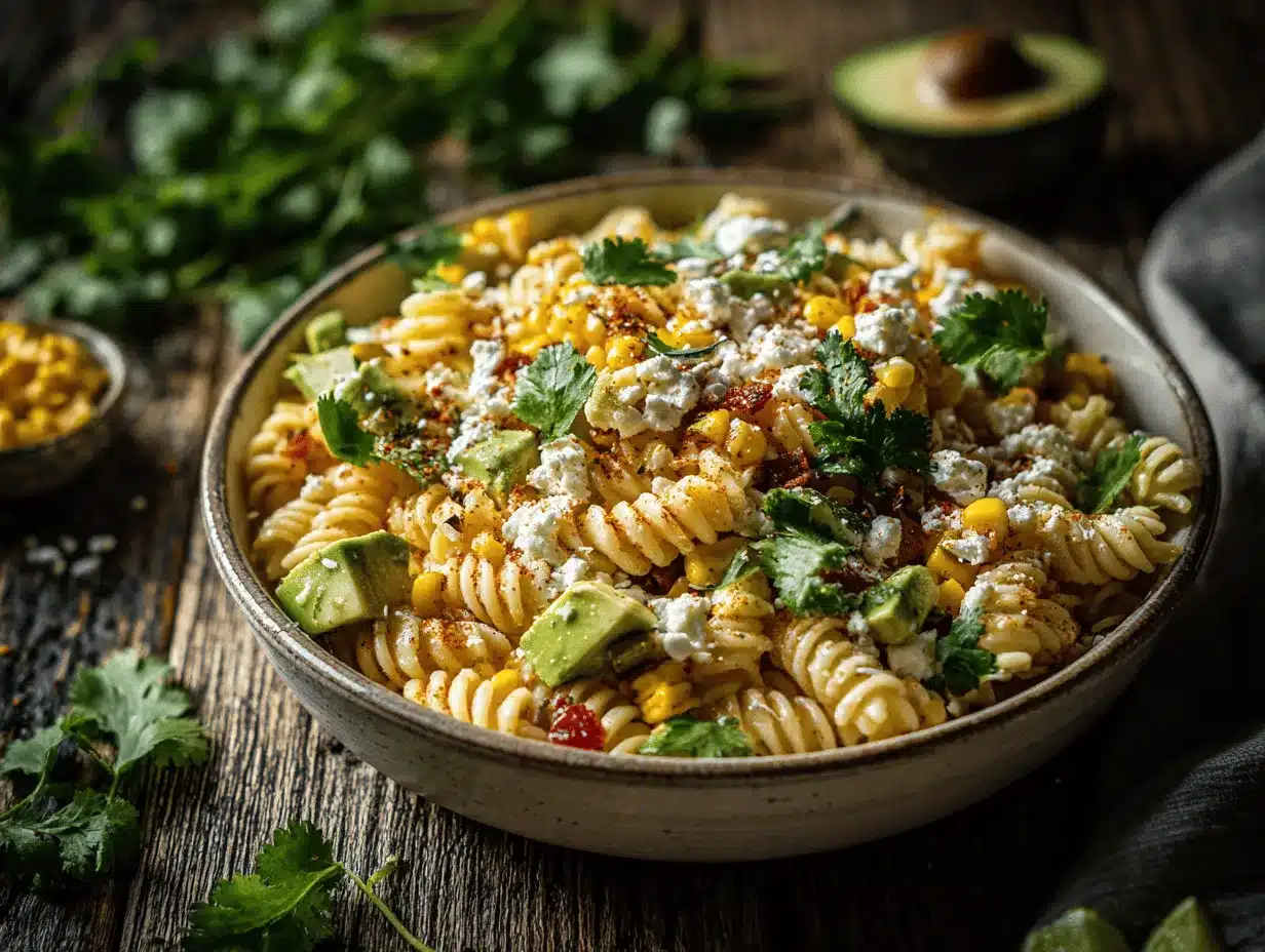 Mexican Street Corn Pasta Salad preparation steps