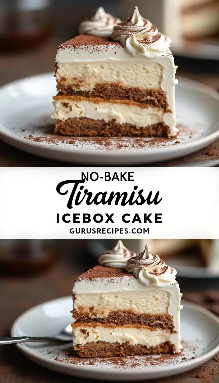 Pinterest pin for no-bake tiramisu icebox cake