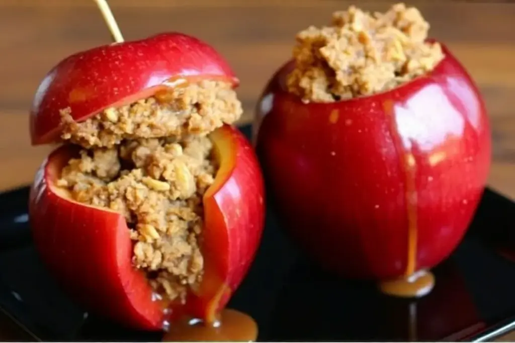 oatmeal cookie stuffed baked apples