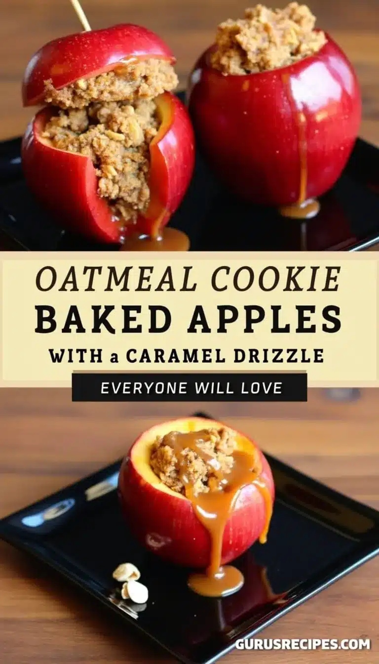 Pinterest pin for oatmeal cookie stuffed baked apples