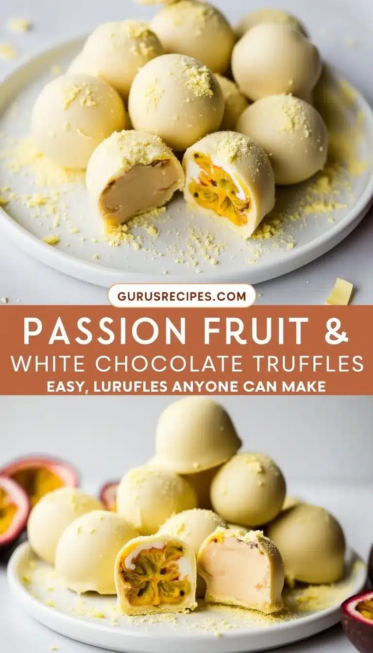 Pinterest pin for passion fruit white chocolate truffles