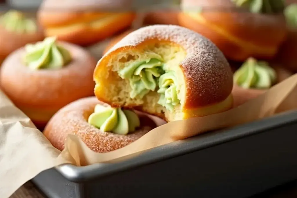 pistachio cream bomboloni