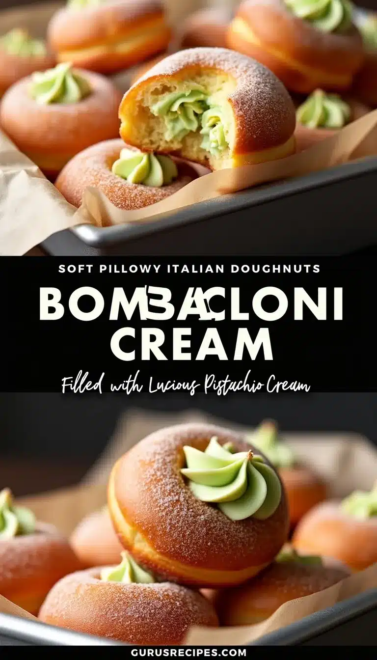 Pinterest pin for pistachio cream bomboloni