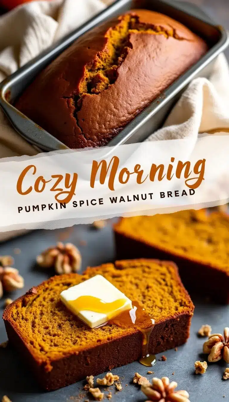 Pinterest pin for pumpkin spice walnut bread