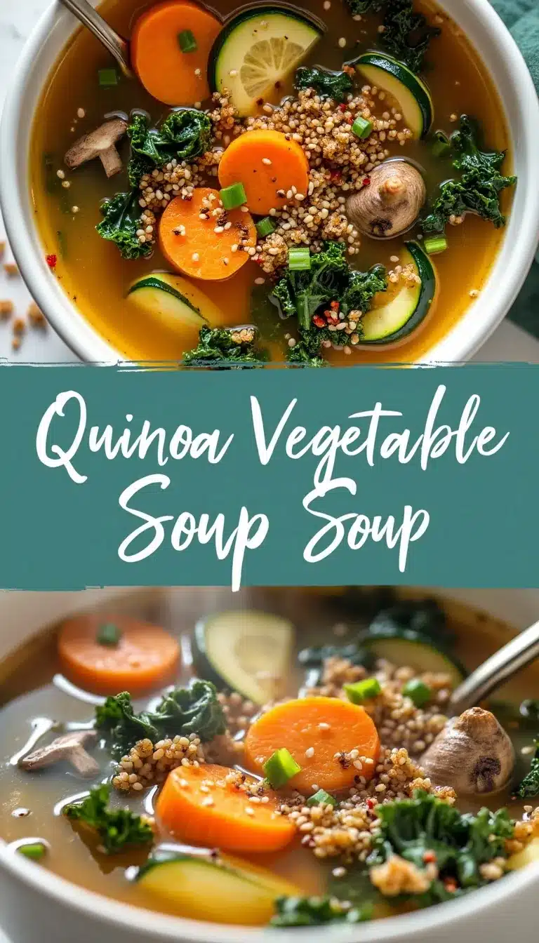 Pinterest pin for quinoa vegetable soup