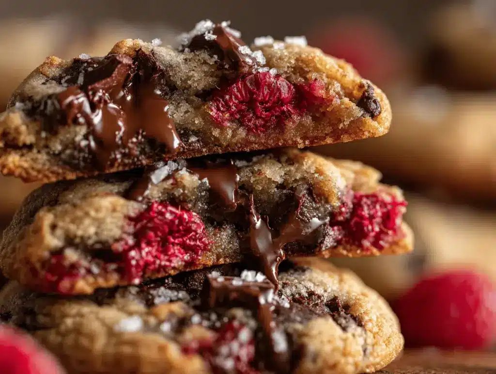 raspberry chocolate chunk cookies - featured image