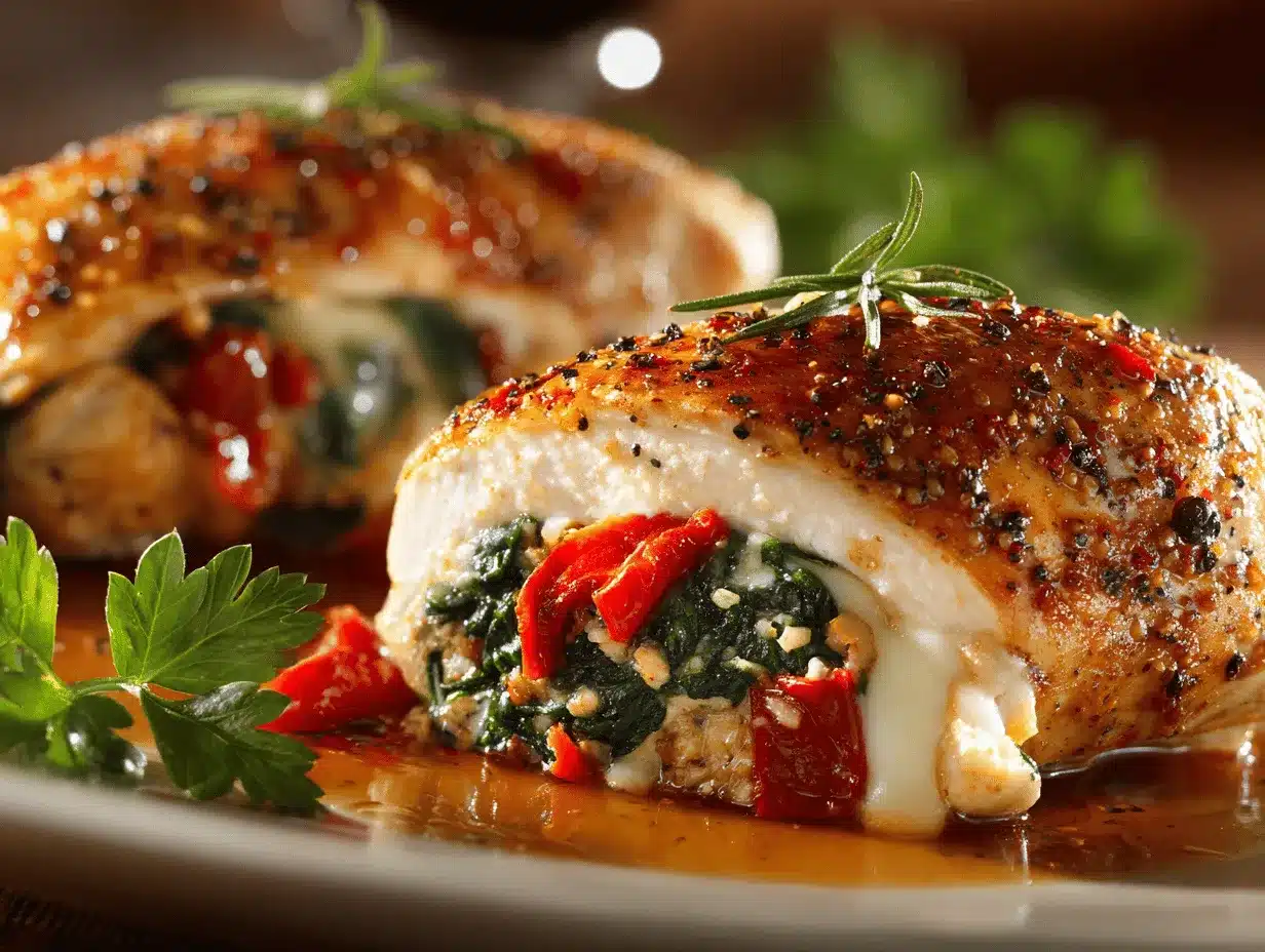 roasted red pepper stuffed chicken preparation steps
