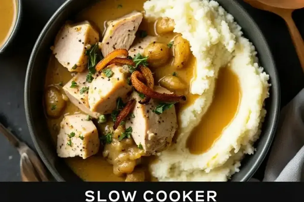 slow cooker creamy turkey and cauliflower mash