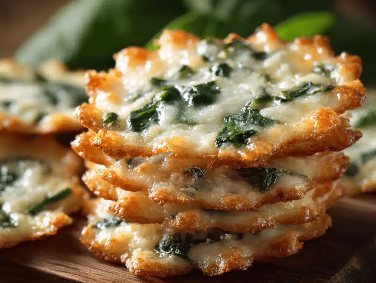 Spinach Dip Cheese Crisps preparation steps