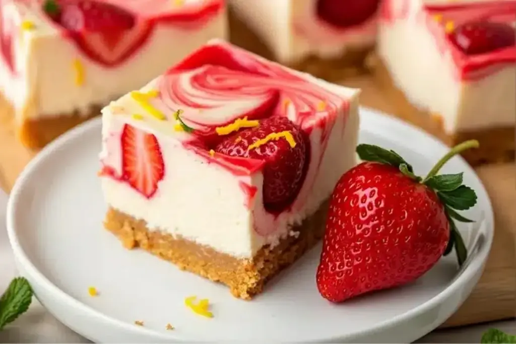 strawberry shortcake cheesecake bars