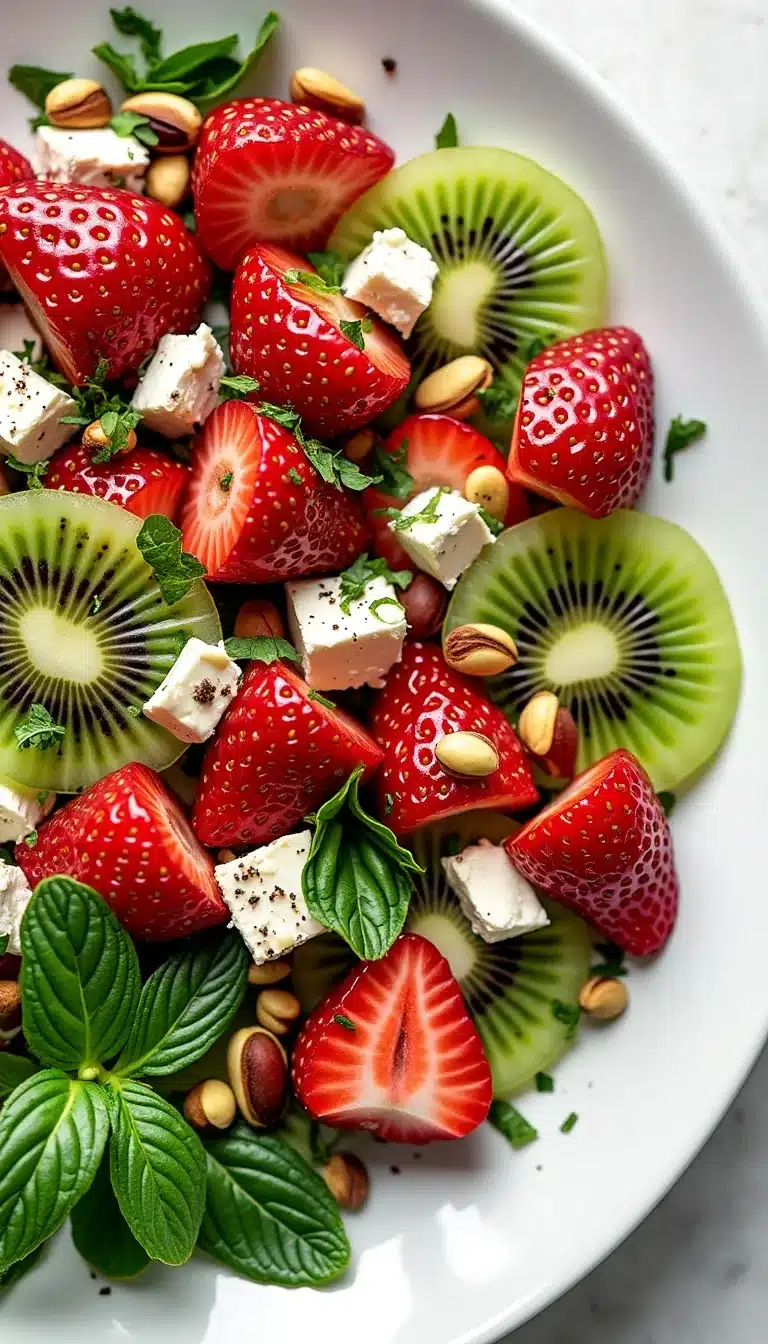 Pinterest pin for strawberry kiwi salad