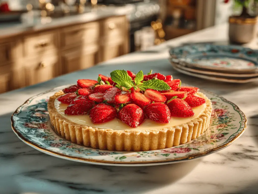 Vanilla Custard Strawberry Tart - featured image