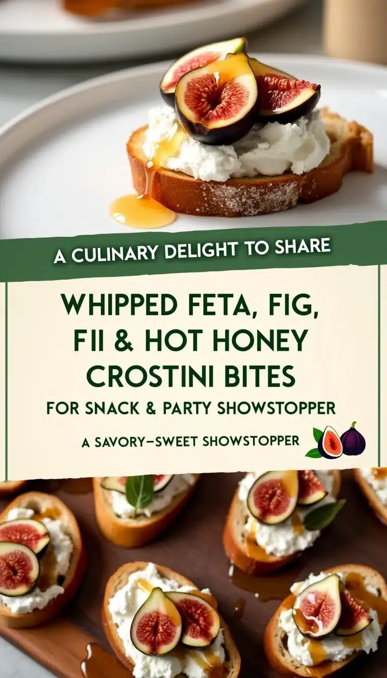 Pinterest pin for whipped feta fig hot honey crostini