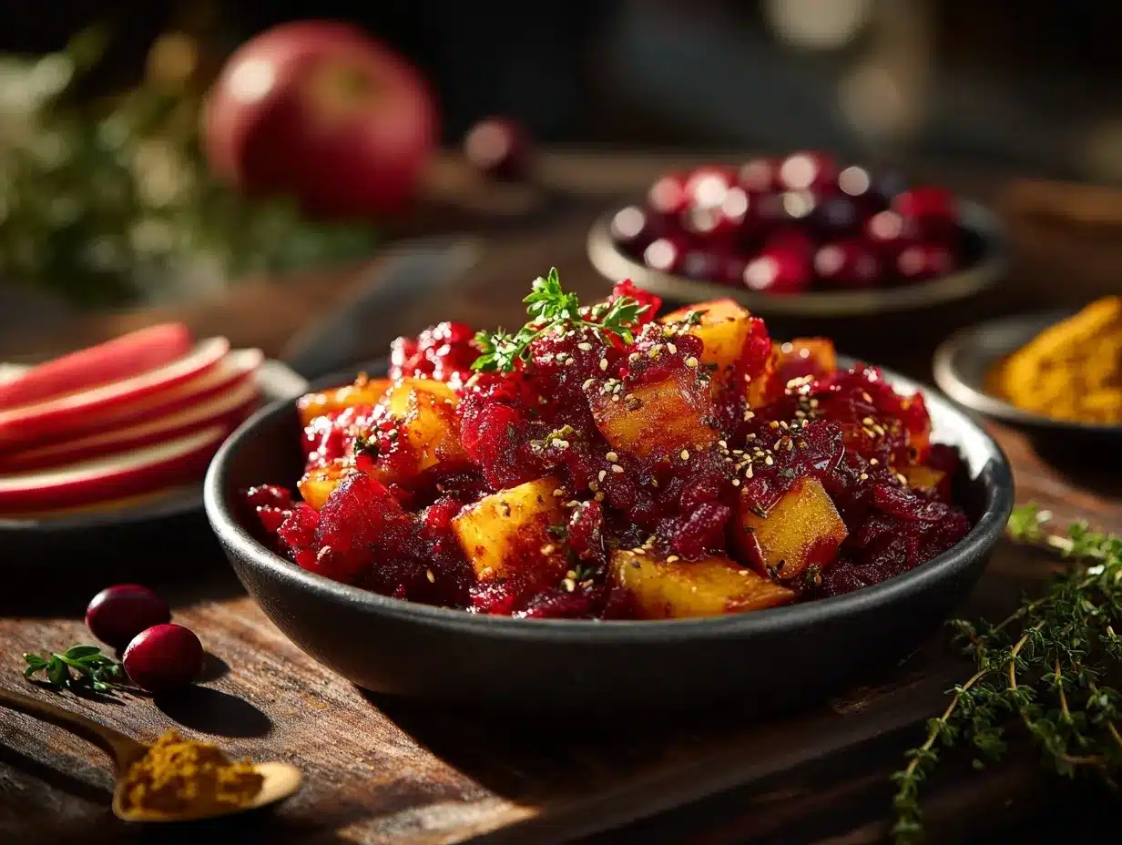 cranberry apple chutney preparation steps