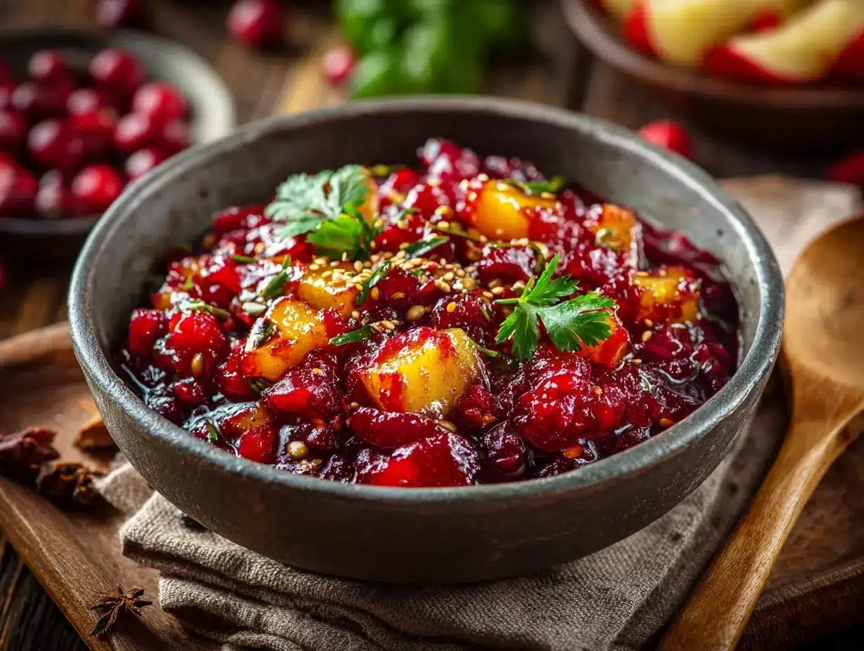 cranberry apple chutney preparation steps