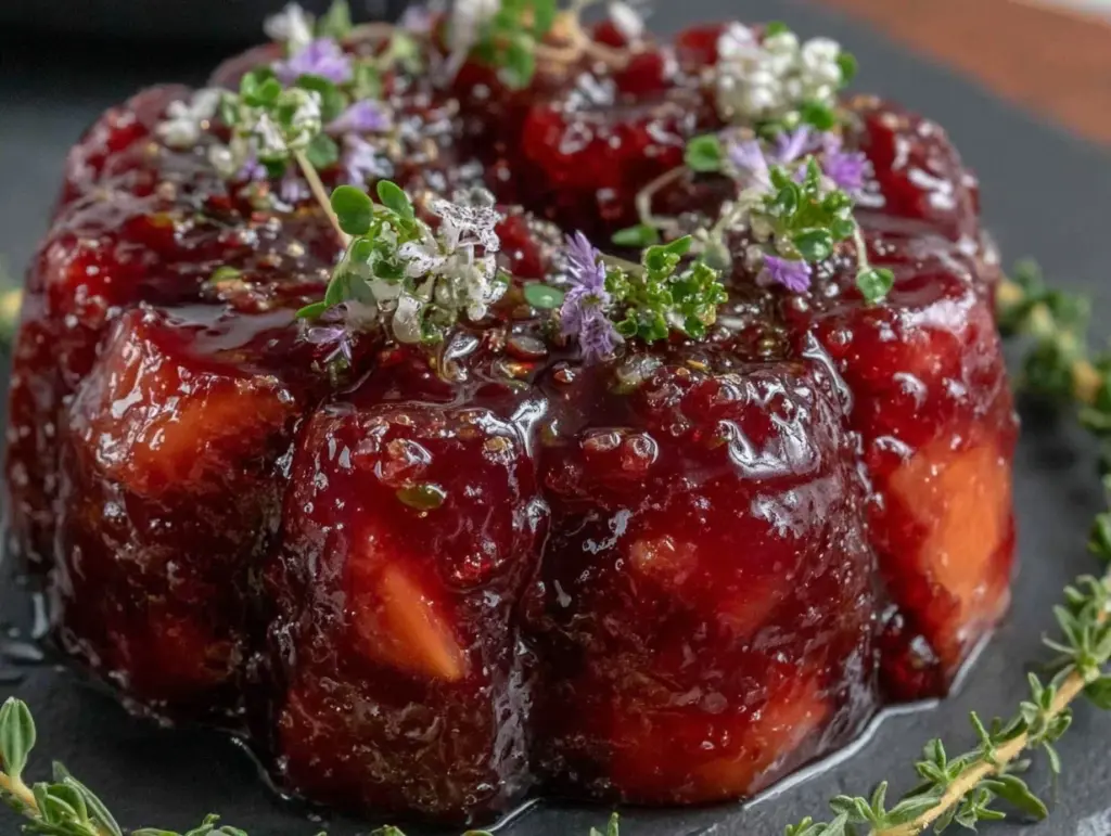 cranberry consommé aspic - featured image