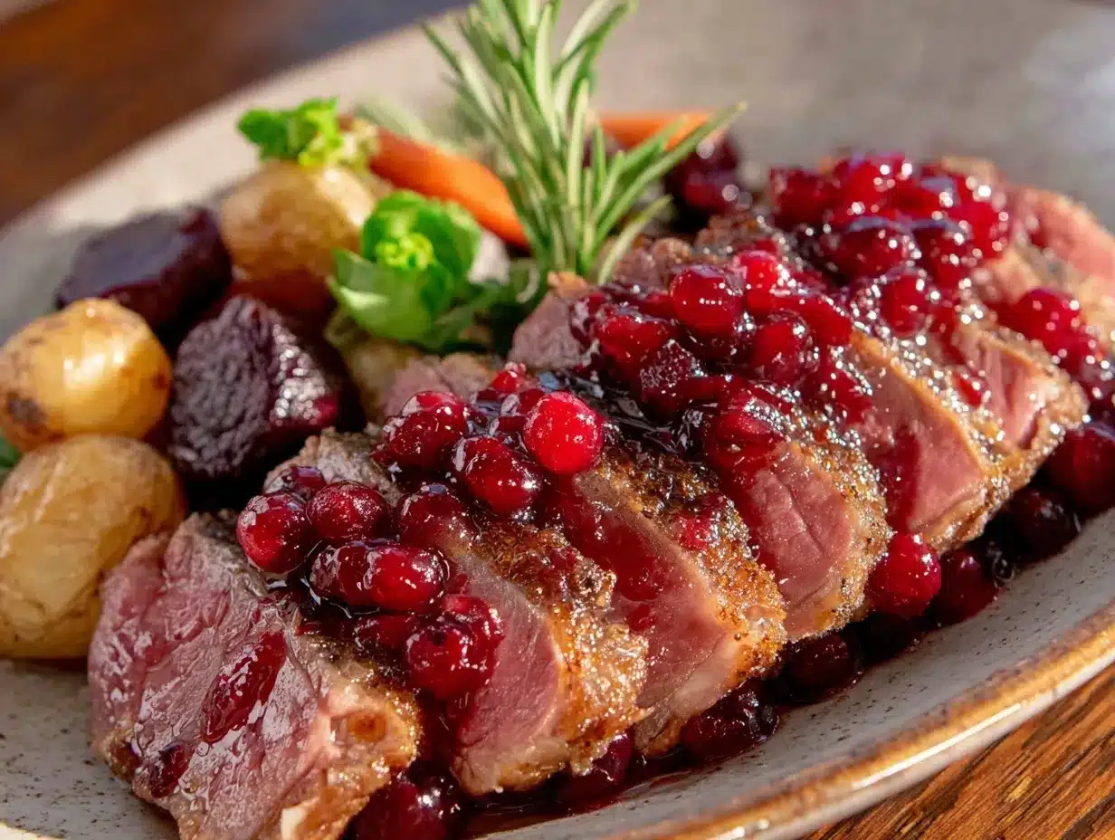 cranberry-juniper duck breast preparation steps