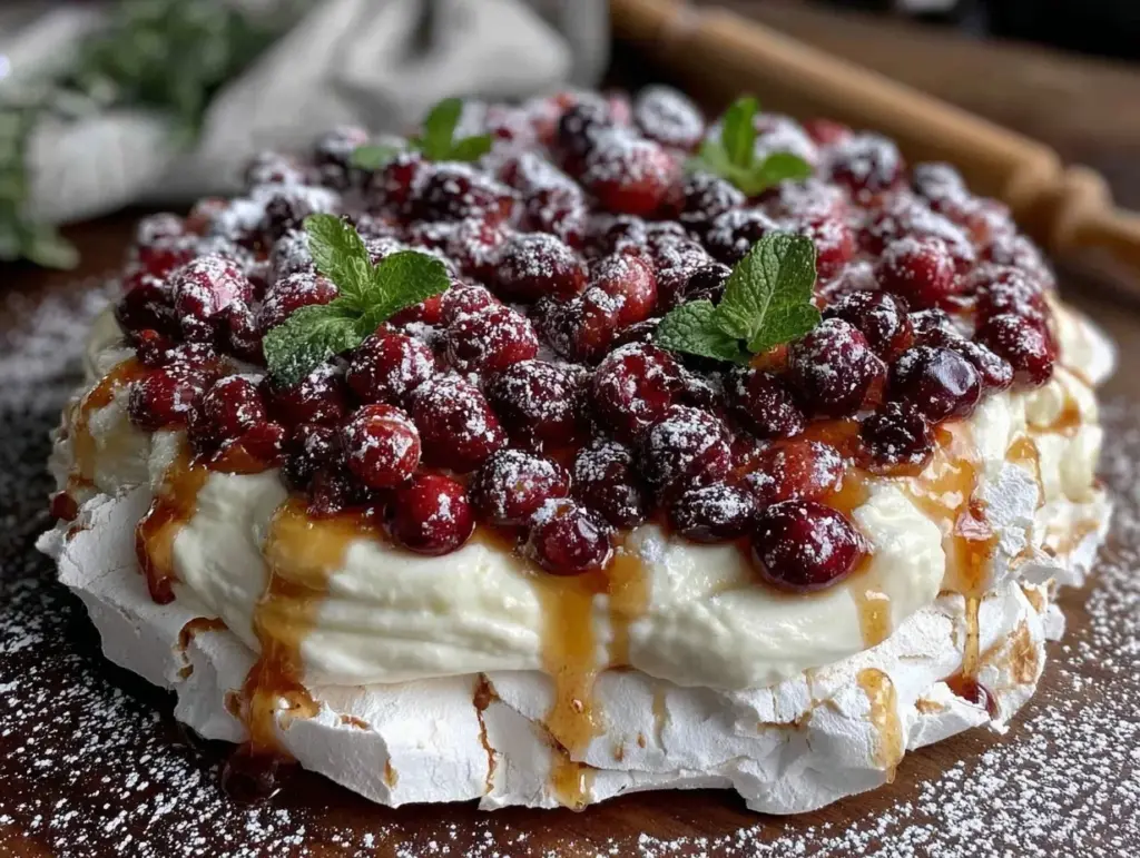 cranberry pavlova - featured image