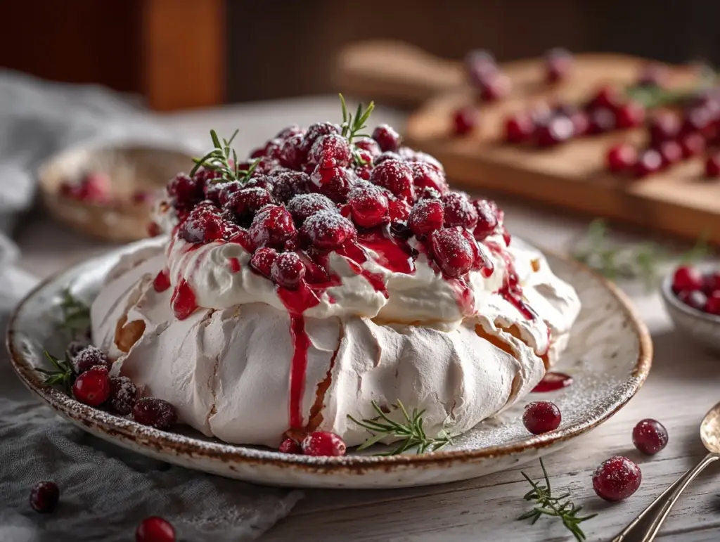 cranberry pavlova - featured image