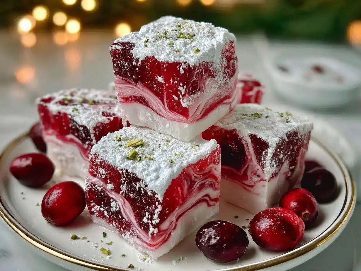 cranberry-rose Turkish delight preparation steps