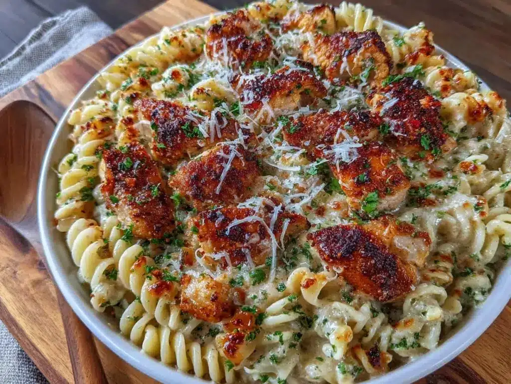 Creamy Garlic Parmesan Chicken Pasta Bake - featured image