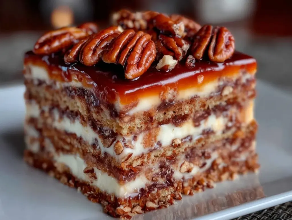 maple pecan opera cake - featured image