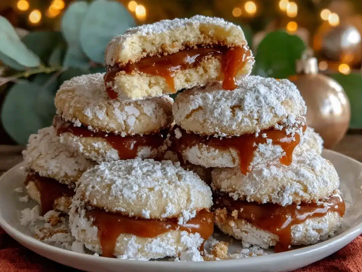 Alfajores dulce de leche cookies preparation steps