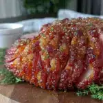 brown sugar dijon glazed spiral ham - featured image