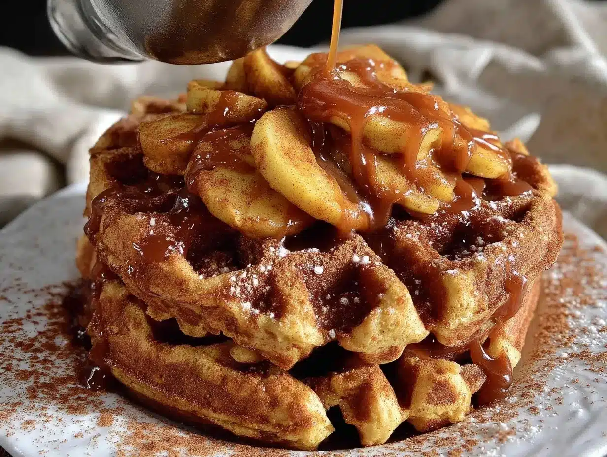 Caramel Apple Cinnamon Waffles preparation steps