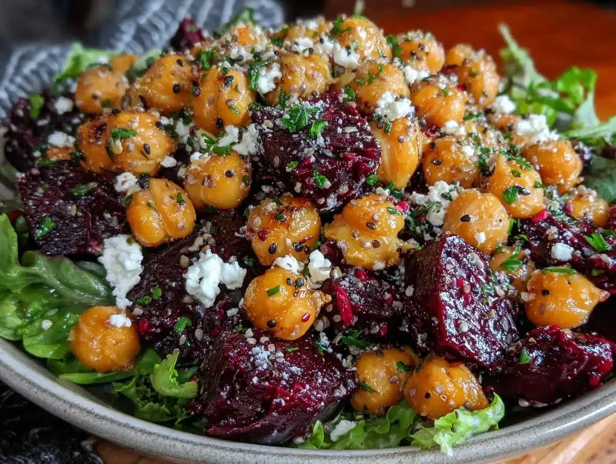 chickpea beet and feta salad preparation steps