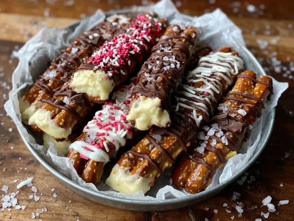 chocolate covered pretzel rods - featured image