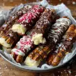 chocolate covered pretzel rods - featured image